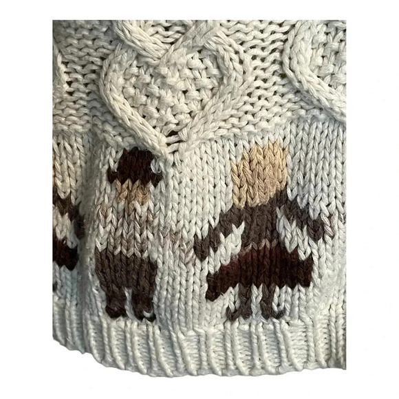 Vintage Red Camel Alpine Chunky Sweater Alpaca Snowflakes Cardigan Size Large - Picture 3 of 10